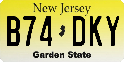 NJ license plate B74DKY