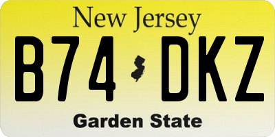 NJ license plate B74DKZ