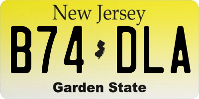 NJ license plate B74DLA