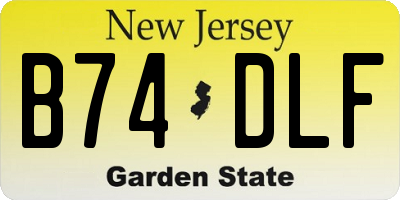 NJ license plate B74DLF