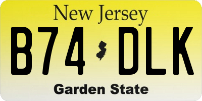 NJ license plate B74DLK