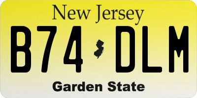 NJ license plate B74DLM
