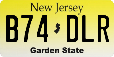NJ license plate B74DLR