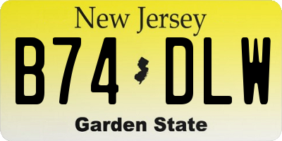 NJ license plate B74DLW