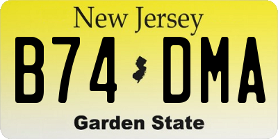 NJ license plate B74DMA
