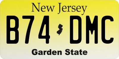NJ license plate B74DMC