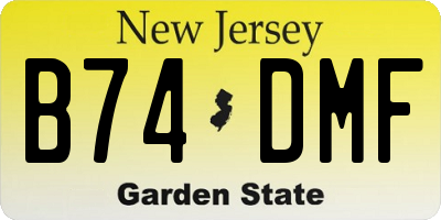 NJ license plate B74DMF