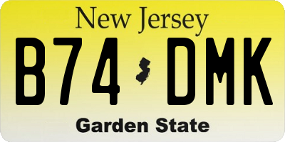 NJ license plate B74DMK
