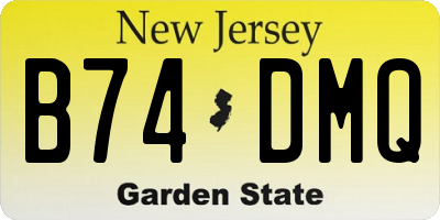 NJ license plate B74DMQ