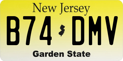 NJ license plate B74DMV