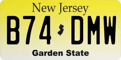 NJ license plate B74DMW