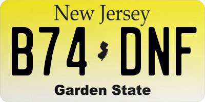 NJ license plate B74DNF