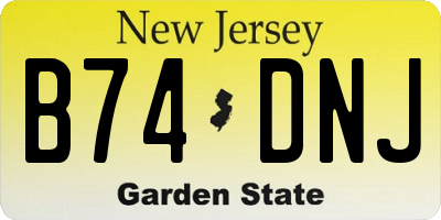 NJ license plate B74DNJ