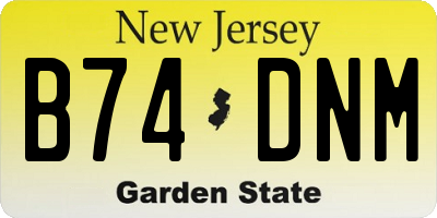 NJ license plate B74DNM