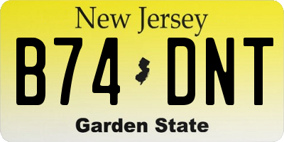 NJ license plate B74DNT