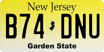 NJ license plate B74DNU