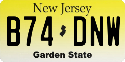 NJ license plate B74DNW