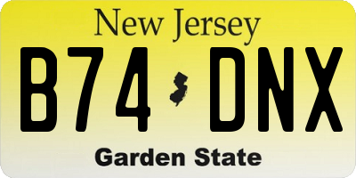 NJ license plate B74DNX