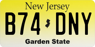 NJ license plate B74DNY