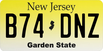 NJ license plate B74DNZ