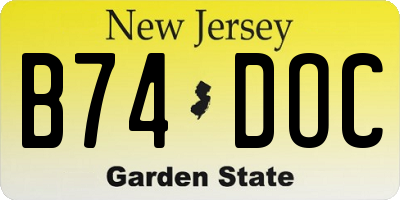 NJ license plate B74DOC