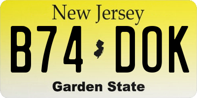 NJ license plate B74DOK