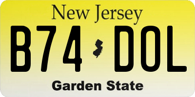 NJ license plate B74DOL