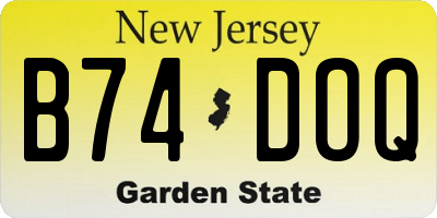 NJ license plate B74DOQ