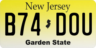 NJ license plate B74DOU