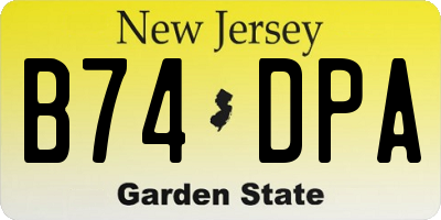 NJ license plate B74DPA