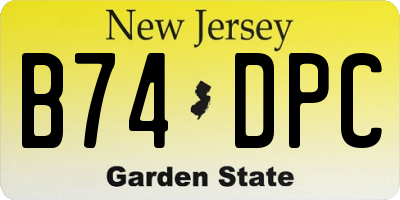 NJ license plate B74DPC
