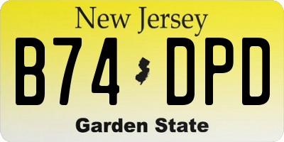 NJ license plate B74DPD