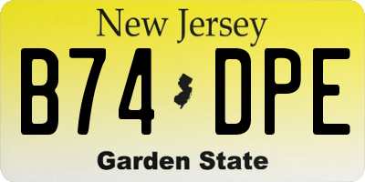 NJ license plate B74DPE