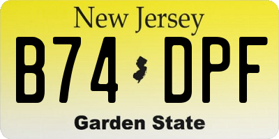 NJ license plate B74DPF