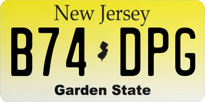 NJ license plate B74DPG
