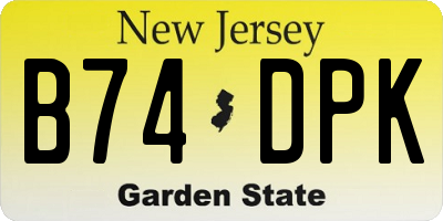 NJ license plate B74DPK