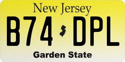 NJ license plate B74DPL