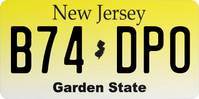 NJ license plate B74DPO