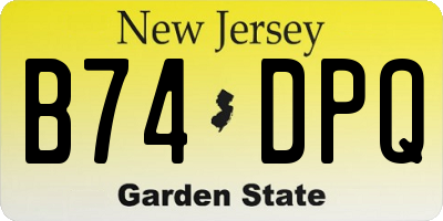 NJ license plate B74DPQ