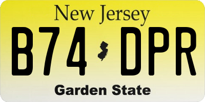 NJ license plate B74DPR