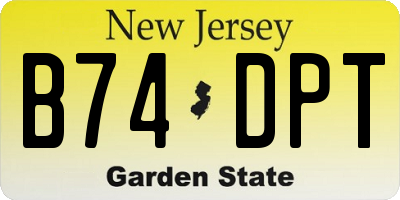 NJ license plate B74DPT
