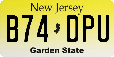 NJ license plate B74DPU
