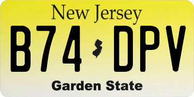 NJ license plate B74DPV