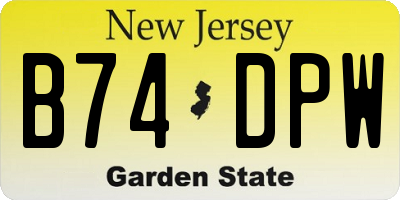NJ license plate B74DPW