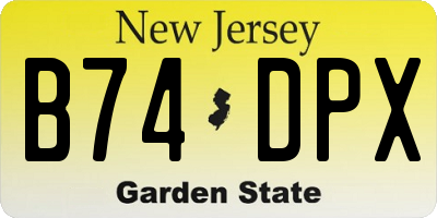 NJ license plate B74DPX
