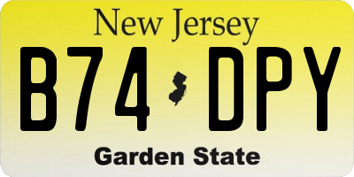 NJ license plate B74DPY