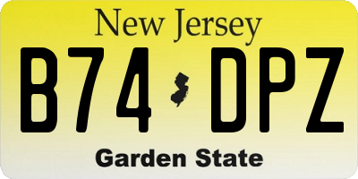 NJ license plate B74DPZ