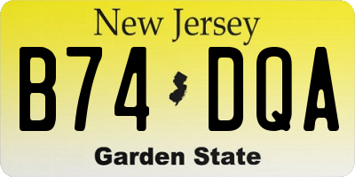 NJ license plate B74DQA