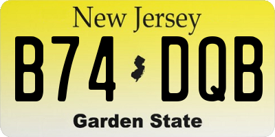 NJ license plate B74DQB