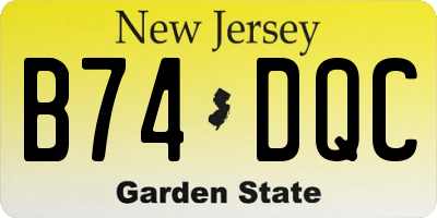 NJ license plate B74DQC